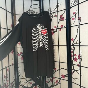 Torrid Black Skeleton Long Sleeve Shirt